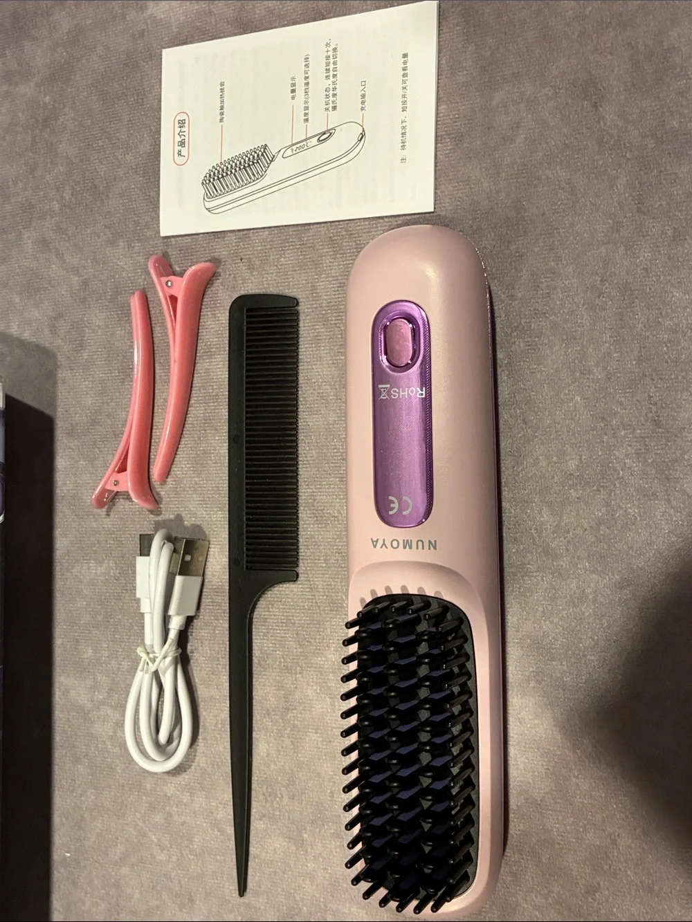 GoBrush Pro Heated Straightening Brush - Purple/Black